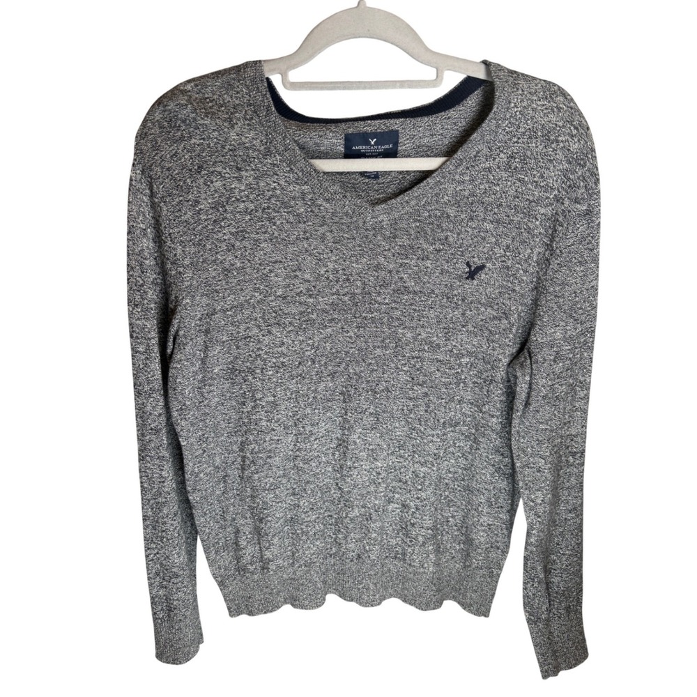American Eagle Outfitters Mens‎ Classic Fit V Neck Sweater Heather Gray M Medium